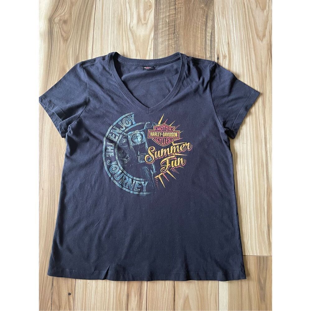 Harley-Davidson® Women's Summer Journey V-Neck Short Sleeve T-Shirt, Black